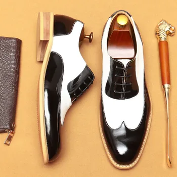 Мъжки Oxfords От Естествена Телешка кожа, дантела, Класически Модел обувки В тон, Мека Офис Бизнес Официалната Ръчно изработени Обувки, Мъжки