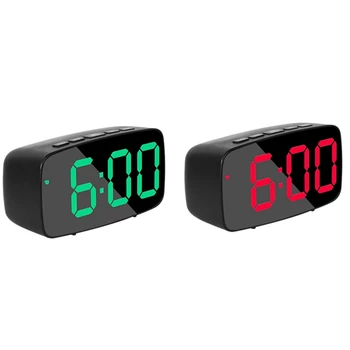 Нощни Digital alarm clock 2 ЕЛЕМЕНТА, Led Пътни USB Настолни Часовници С Датчик за Температурата на 12/24 Часа, Черно + Зелено и Черно + Червено