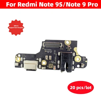 20 бр/лот USB зарядно устройство за Redmi Note 9S 9 Pro док Конектор заплата Порт за зареждане на Гъвкав кабел, Резервни части
