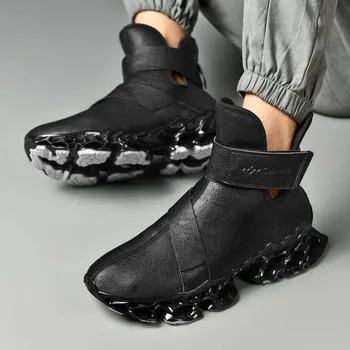 2023 Нова Ежедневни Обувки за малки Момчета, Модни Кожени обувки с качулка, Мъжки Популярната Пешеходна Обувки За Мъже, Носимые Ежедневни Обувки, Мъжки