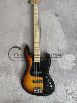 4-Струнен бас китара Sunburst Bass, голяма черна подплата, корпус от пепел, лешояд от клен, активна батерия