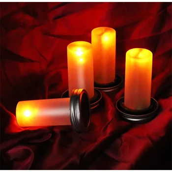 4шт Слънчев Led Фенер Mason Jar Light Факел, с играта на Пламъка на свещ, Открит Висящ Пейзаж Двор, Двор, Градински Пътеки