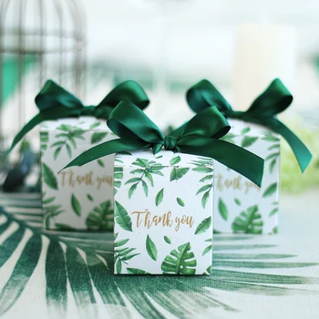 50/100шт Европейската творческа прясна зелена квадратна кутия Mori сватбен подарък пакет кутия шоколадови бонбони и шоколад подарък кутия за сватбени партита
