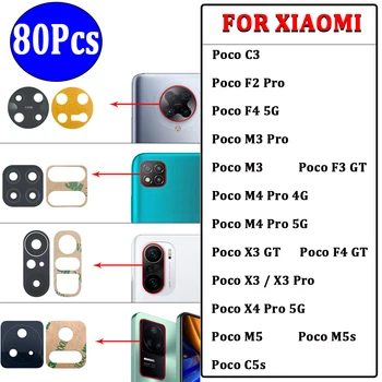 80шт, Оригинална Задна със Стъклен Капак на Обектива на Камерата за Обратно виждане С Лепило За Xiaomi Mi Poco X4 X3 F3 F4 F2 Pro C3 M4 Pro 5G M3 F4 GT C55