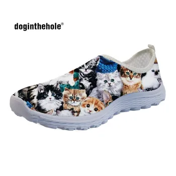 doginthehole 3D модел на привлекателен котка Летни лек окото маратонки за жени Пролетни обувки на плоска подметка за момичета Ежедневни дамски лоферы Mujer