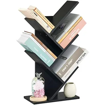 Hocteon 4-Ярусная bookshelf от Дърво, шкафове с 4 Рафтове, Отделно Стоящи шкафове От дърво, Подови рафт за Книги