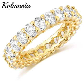 Kolmnsta Годежен пръстен за жени с овални кубическим цирконием, Годежен медни пръстена, Наращиваемое обещание, Златни/ сребърни пръстени