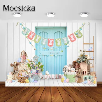 Mocsicka Великден фон за снимки през Пролетта Градината на зайо Украса заек Портрет на новородено Фон за една фотосесия