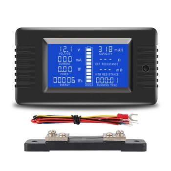 PZEM015 Цифров постоянен ток 0-200 В постоянен ток с 50А шунтирующим тестер акумулатора Измерване на напрежение Монитор 12V 24V 48V