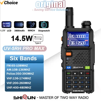 UV-5RH Pro Max Преносима радиостанция Baofeng 3800 mah Батерия USB-C 14,5 W Шест ленти за Безжичен копиране Честота 999 канала Радиолюбителя Обновяване на UV-5RH
