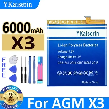 YKaiserin Батерията 6000 mah за AGM X3 Висок Капацитет Batterij + Bateria