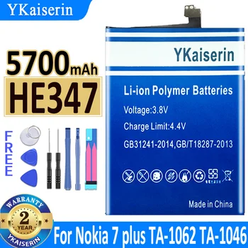 YKaiserin Нова Висококачествена Батерия 5700 mah HE347 HE 347 За Nokia 7 Plus 7plus TA-1055 TA-1062 TA-1046 Batteries Bateria 