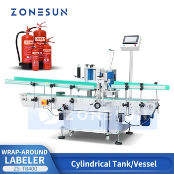 ZONESUN Амбалажна labeller машина за пожарогасител, големи цилиндрични контейнери, търговски labeller машина Solution ZS-TB400