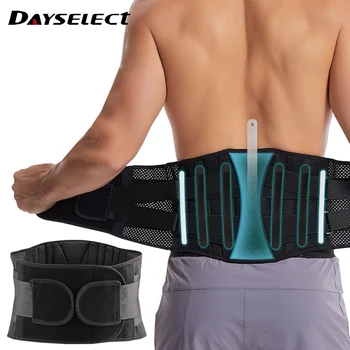 Бандаж за долната част на гърба с 6 рафтове, устойчива на плъзгане ортопедична лумбална подкрепа, дишащ колан за подпомагане на кръста за облекчаване на болки в салона