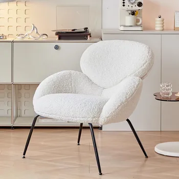 Банкетни столове за дневна в скандинавски стил, модерен бял грим, Единични Меки трапезни столове за възрастни, минималистичная мебели за шезлонги