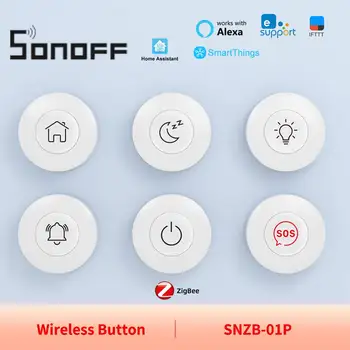 Безжичен ключ SONOFF Zigbee SNZB-01P Smart Scene с двустранно управление на Дома бутон SOS чрез eWeLink за Умен дом Работи с Алекса