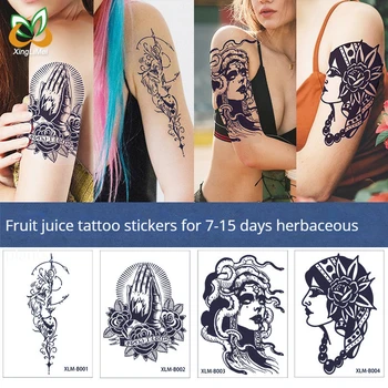 Билков сок Полупостоянный 7-15 дни растителен рисуване на татуировки с цветен модел на ръцете Временни татуировки Размер етикети: 148 * 210 мм