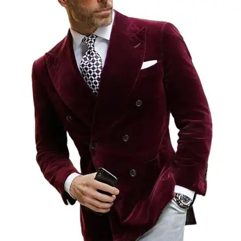 Бордо velvet блейзър за мъже с двубортным смокингом, елегантно палто за пушачи 2023