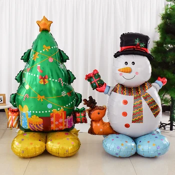 Голям Коледен Стоящ Балон С Дядо Коледа, Снежен Човек Коледно Дърво Балон На Коледно Парти Украса За Дома Навидад 2024 Нова Година