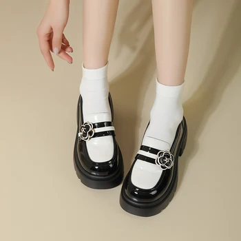 Дамски обувки от Мека Кожа Tide 2024 Comfort, Пролетно Новост, Мека Подметка, Дебели Токчета, Модни Всяка Двойка Тънки Обувки С Дълбоко деколте, Вулканизированная