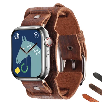 Каишка за Apple watch band 49 мм 44 мм 40 мм 45 мм 41 мм Ретро-гривна от естествена Кожа Apple watch Серия 3 4 5 se 6 7 8 Ultra