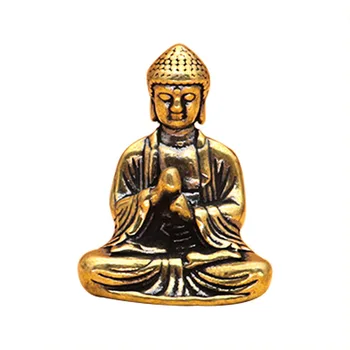 Като бронзова статуя на Буда, ключодържател-окачване, месингови бижута, бижута за медитация Бодхисатва Дзидзо, малки бронзови изделия