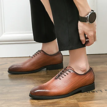 Кожена Бизнес Официалната обувки 2023 г., класически италиански ежедневни модела обувки с перфорации тип 