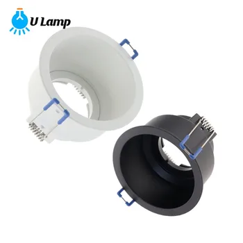 Кръгли Черно-бели Регулируеми устройства за монтиране на Стена за вградена рама прожектор Подходящ за закрепване на притежателя на лампи с мощност от 5 W До контакт Осветление