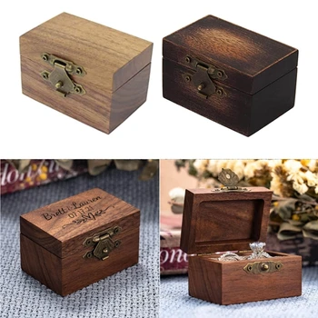 Кутия за дървени пръстени Рустикальные Пръстени Кутия На приносителя Юбилейна Дървена Притежателя на Пръстените Сватбената церемония Мини-Годежни Пръстени Подарък кутия на Совалката