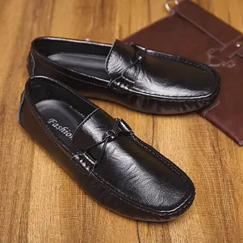 Лоферы мъжки от естествена кожа 2022 Новост на пролетта, модерен Корейски стил, лято 2023, ежедневни кожени обувки за шофиране с мека подметка