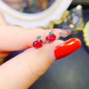 Луксозен дизайнерски марка Ruby Stud Сребро 925 проба Луксозни Дамски бижута Дамски естетика Дамски безплатна доставка за скъпоценните камъни