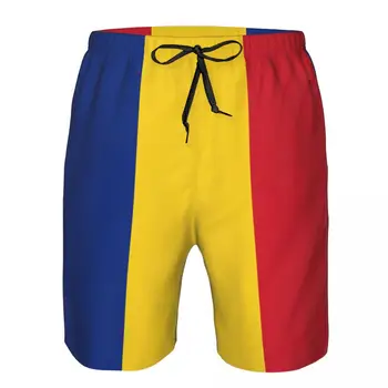 Лято на плажа в бански костюм за мъже бързо съхнещи бански костюми Знаме на Румъния мъжки дишащи бански костюми, плажни шорти секси мъжки бански