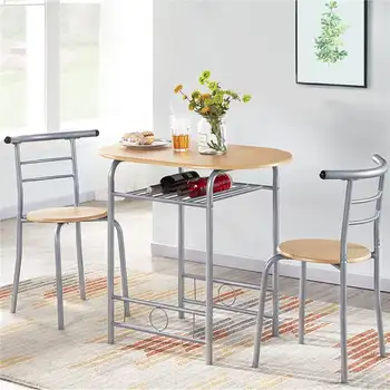 Модерен Кът за набор от Олдън Design 3шт с Кръгла маса и 2 Стола, комплект за масата за вечеря, Различни цветове