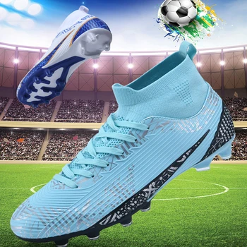 Мъжки футболни обувки, Професионална устойчива на плъзгане износостойкая тренировочная обувки с висок берцем, детски футболни обувки FG / TF карта, улични маратонки