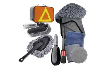 Набор от Инструменти За Почистване на кола Auto Пробийте Brush Set Pro Car Wash Kit For Car Interior Wash Foam Polish Pad Четки За Почистване на Автомобили