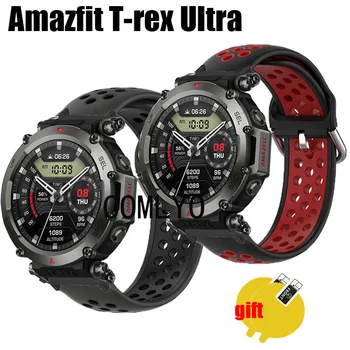 НОВ Ремък За Смарт часа Amazfit T-rex Ultra Strap, Силиконов Дишащ Спортен Гривна, Защитно Фолио За Екрана