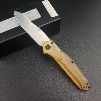Нов сгъваем нож с острие BM 9400 Osborne AU/TO Стомана D2, кафява дръжка PEI, нож за оцеляване в сражение, удобен за носене на нож
