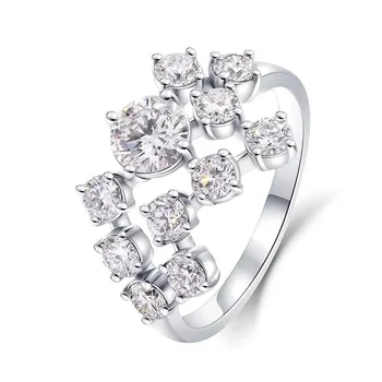 Нови модни дамски пръстени с ослепителен кръг кубическим цирконием Сребърен цвят, луксозни Годежни пръстени, Аксесоари, дамски бижута