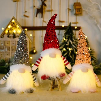 Ново хубава Коледна украса на Дядо Джудже с шапка, креативен подарък, Мультяшная Плюшен кукла, Светлинен джудже, Коледен подарък