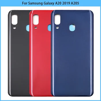 Новост за Samsung Galaxy A20 2019 A205 SM-A205F A205DS Пластмасов Задния капак на Отделението за батерията Капак на Задната Врата Корпус на Корпуса Залепваща Замяна