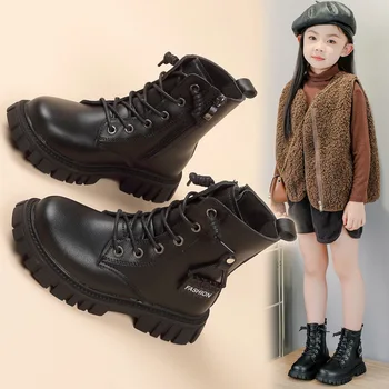 Обувки За момичета, Есен-Зима 2023, Нови Корейски Детски Обувки Сладка Принцеса От Изкуствена Кожа, Обикновен Универсален Меки Елегантни Детски Обувки