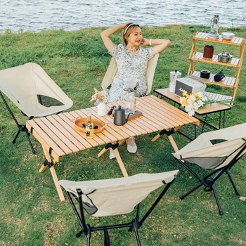 Походный стол, Плажен Портативен сгъваем стол с облегалка, Алуминий, Леки, за да проверите за туризъм сред природата, риболов в открито Плат Оксфорд