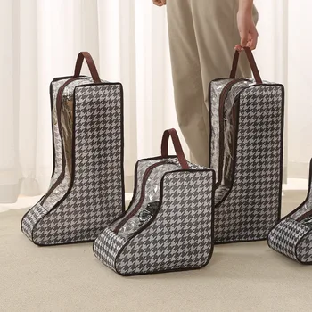 Преносим чанта за съхранение на обувки Houndstooth Pack, черни чанти за обувки за съхранение и пътуване, прахозащитен пътни чанти за обувки за опаковане