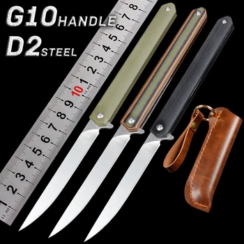 Сгъваем нож G10, стоманен нож D2, сгъваеми ножове CS Go, походный ловен нож за нарязване на плодове, инструмент EDC за улицата
