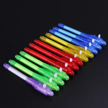 Смесени преносими led дръжка дръжка за проверка на парите писалка с невидимо мастило светлинна писалка с UV осветление за магазин училище (случаен цвят)