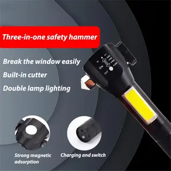 Увеличава светлината Преносим USB фенерче Акумулаторни фенери Преносим фенер за шофиране Стъклен чук Авариен светлина за удар Къмпинг