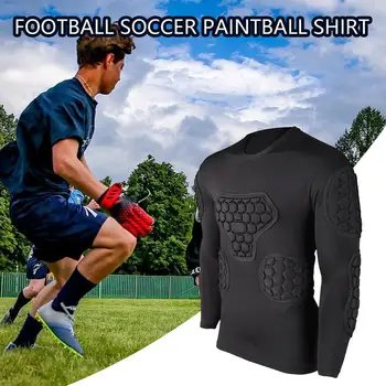 Футболна тениска с подплата Футболна компресиране риза с дълъг ръкав Футболна тениска с подплата за възрастни и деца, Футбол, Баскетбол, Пейнтбол